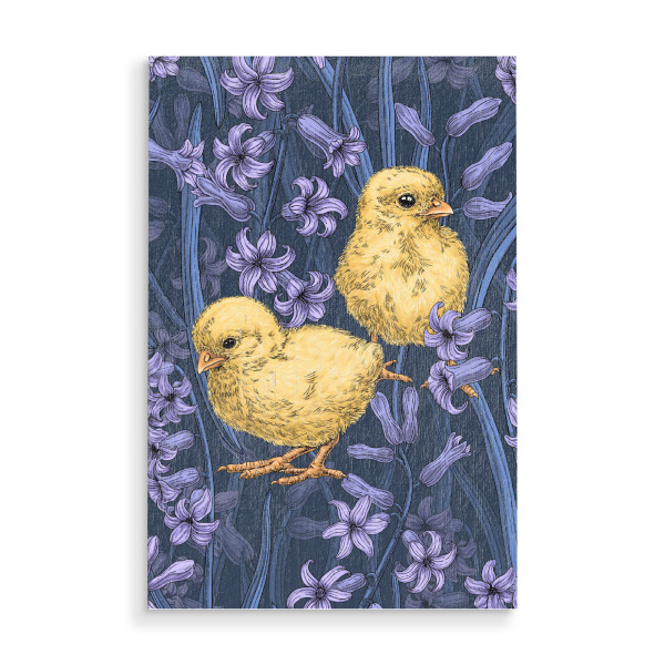 Holzbild "Hühner und Hyazinthe" artboxONE - Natur,Floral,Tiere