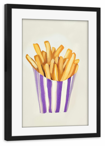 Poster mit Rahmen schwarz "French fries mit lila Charme" artboxONE - Natur,Essen & Trinken,Geometrie