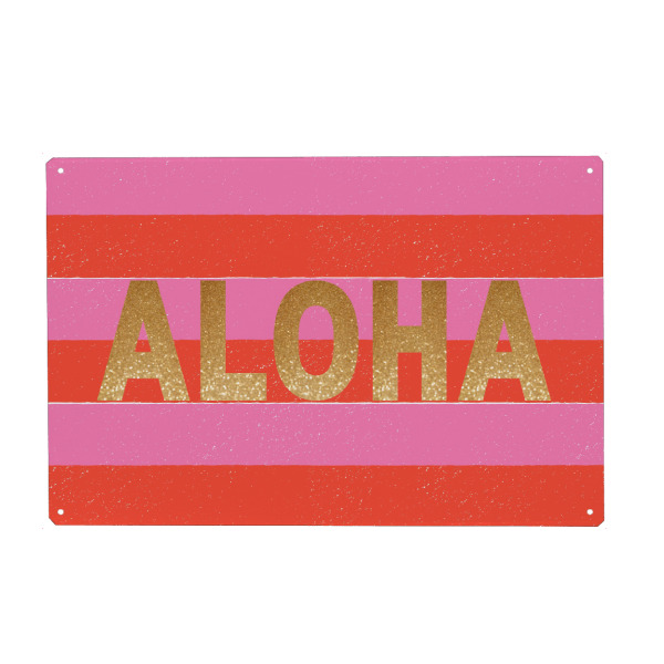 Metall Poster "Aloha in Glitzer" artboxONE - Typografie,Festivals,Lustig