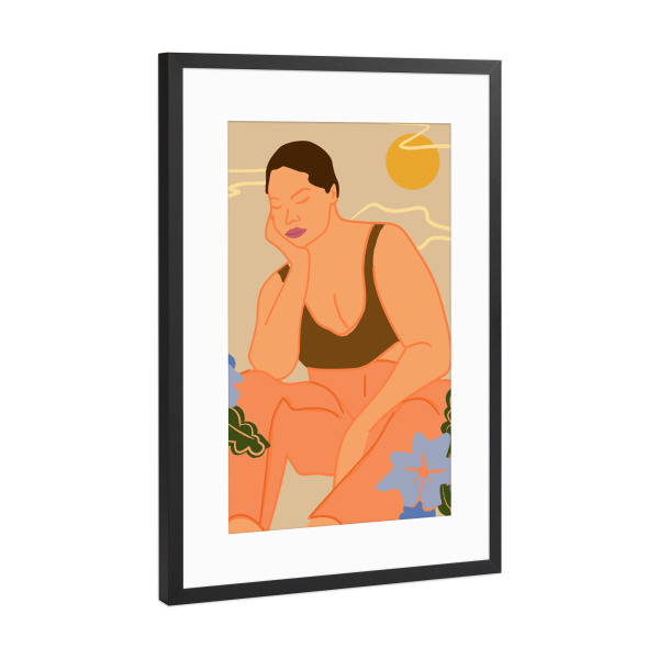 Poster mit Rahmen Schwarz (Metallic) "Über das Leben denken" artboxONE - Menschen