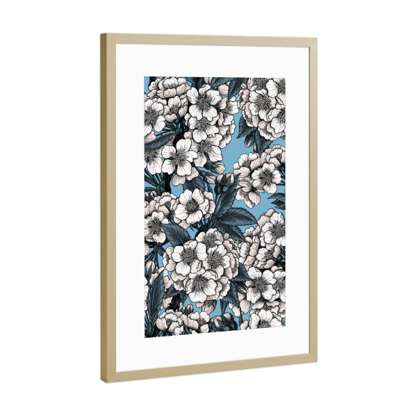 Poster mit Rahmen Gold "Kirschblüte e" artboxONE - Natur,Floral