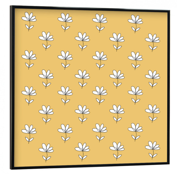 Poster mit schwarzem Rahmen 30x30 cm "Line Art Blumen gelb" artboxONE - Natur,Floral,Abstrakt