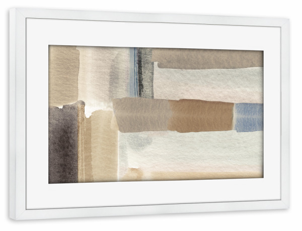 Poster mit Rahmen weiß "Weicher Schatten" artboxONE - Abstrakt,Geometrie - Blöcke,Braun,Blau,Abstrakt,Formen,Geometrie,Bunt
