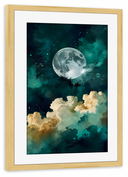 Poster mit Rahmen kiefer "Wolken unter dem Mond" artboxONE - Comic