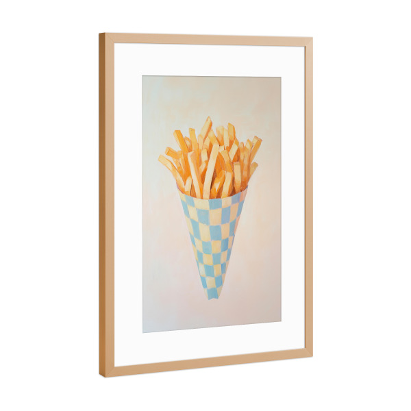 Poster mit Rahmen Kupfer "Karomuster Liebt Pommes" artboxONE - Natur,Essen & Trinken,Geometrie
