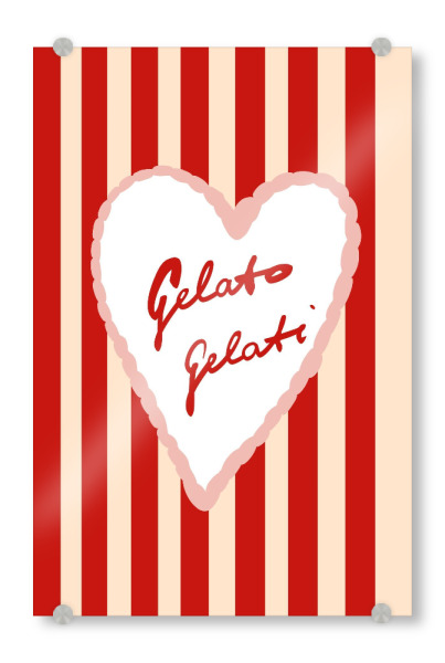 Acrylglasbild "Gelato Gelati" artboxONE - Essen & Trinken,Liebe - Gelato,Gelati,Eis,Eiscreme,Rot,Streifen,Gestreift,Italia,Italien,Sommer,Summer,Vibes