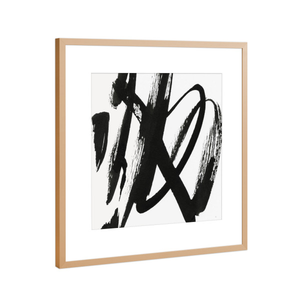 Poster mit Rahmen Kupfer "Einfachheit erforscht" artboxONE - Abstrakt,Schwarzweiß - Pinselstriche,Abstrakt,Minimalistisch,Schwarzweiß