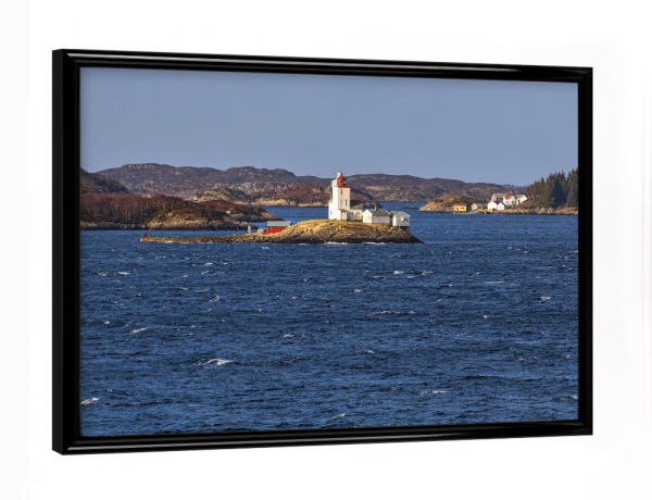 Poster mit schwarzem Rahmen "Leuchtturm Tyrhaug fyr in Norwegen" artboxONE - Natur,Reise,Architektur,Reise / Strand und Meer,Reise / Länder