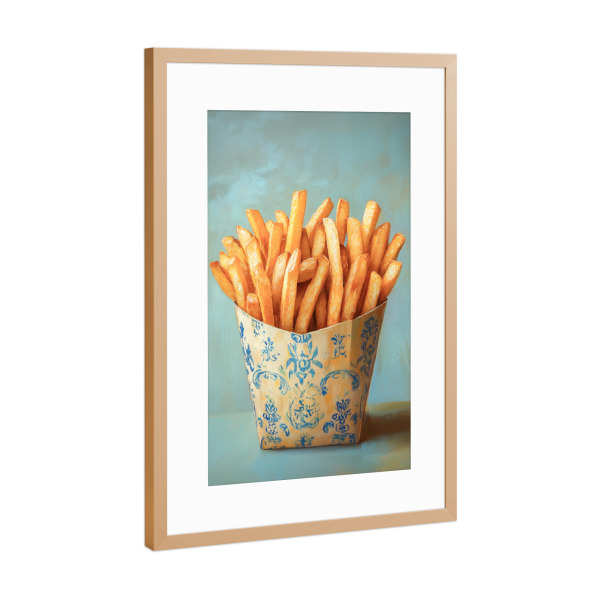 Poster mit Rahmen Kupfer "Nostalgie Pommes Friten" artboxONE - Floral,Essen & Trinken,Abstrakt