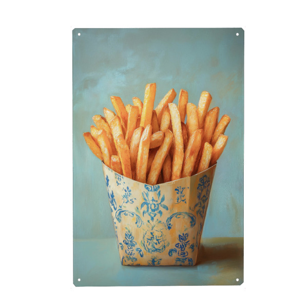 Holzbild "Nostalgie Pommes Friten" artboxONE - Floral,Essen & Trinken,Abstrakt