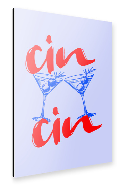 Alu-Dibond "Cin Cin rot blau" 75x50 cm artboxONE