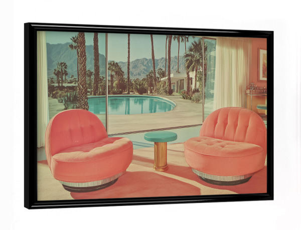 Poster mit schwarzem Rahmen "Palm Springs, Retro Sessel" artboxONE - Natur,Architektur,Reise / Länder