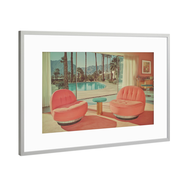 Poster mit Rahmen Silber "Palm Springs, Retro Sessel" artboxONE - Natur,Architektur,Reise / Länder