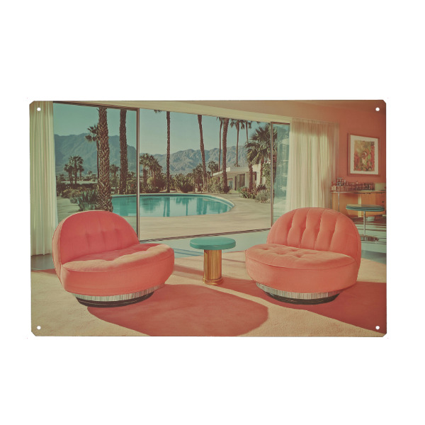 Metall Poster "Palm Springs, Retro Sessel" artboxONE - Natur,Architektur,Reise / Länder