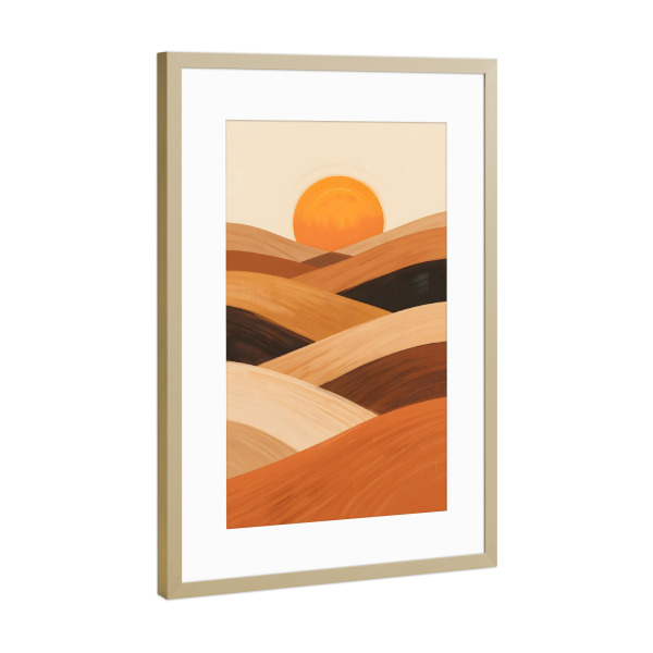 Poster mit Rahmen Gold "Soft Sand Waves at Sunset" artboxONE - Natur,Abstrakt
