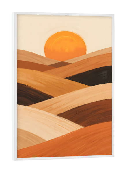 Poster mit weißem Rahmen "Soft Sand Waves at Sunset" artboxONE - Natur,Abstrakt