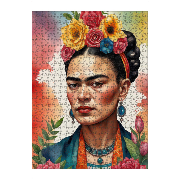 Puzzle Ravensburger "Frida Kahlo x" artboxONE - Abstrakt,Fashion - Frida kahlo,Illustration,Aquarell,Farbenfroh,Frau,Mexikaner - Bild frida kahlo