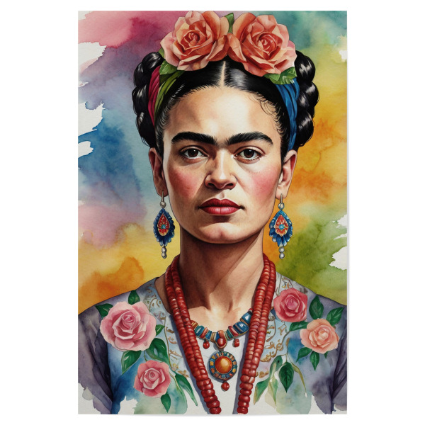 Poster 30x20 cm "Frida Kahlo Z" artboxONE - Abstrakt,Fashion - Frida kahlo,Illustration,Aquarell,Farbenfroh,Frau,Mexikaner