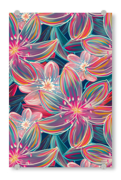 Acrylglasbild "Fluoblüte" artboxONE - Natur,Floral - Fluoreszenz,Fluo,Fett,Lebendig,Frühling,Blumenmuster,Blume,Blumen