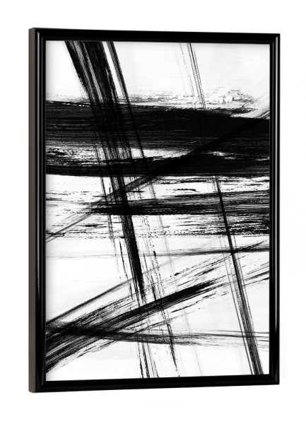 Poster mit schwarzem Rahmen "Organische Striche" artboxONE - Abstrakt - Pinselstriche,Abstrakt,Schwarzweiß,Minimalistisch