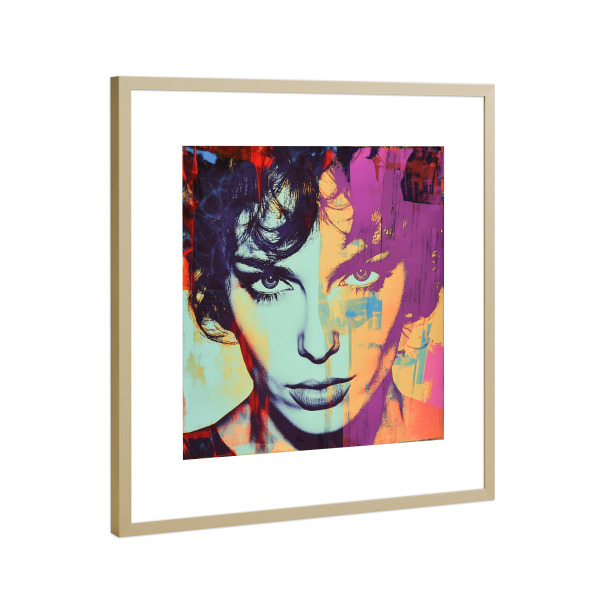 Poster mit Rahmen Gold "ROCKSTAR BUNT" artboxONE - Menschen,Musik,Fashion - Musik,Lila,Gruen,Frau,Schwarz,Popart,Portrait