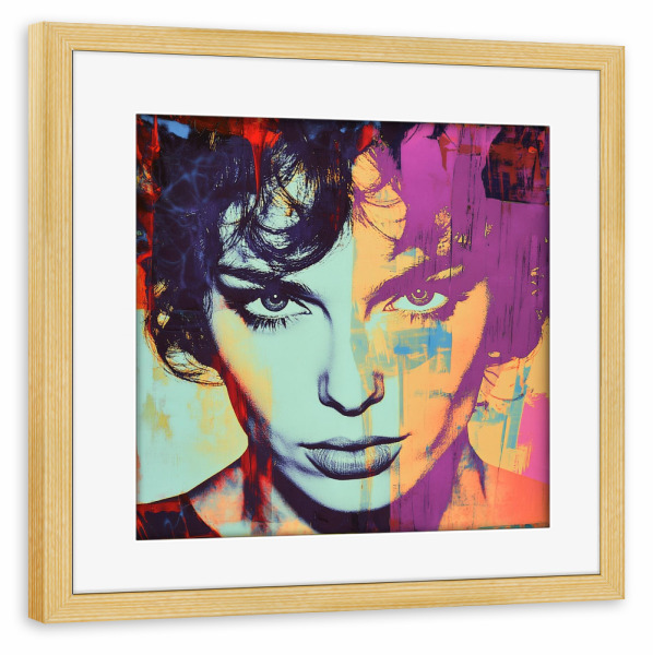 Poster mit Rahmen kiefer "ROCKSTAR BUNT" artboxONE - Menschen,Musik,Fashion - Musik,Lila,Gruen,Frau,Schwarz,Popart,Portrait