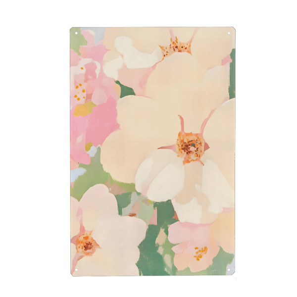 Metall Poster "Die weichste Blüte" artboxONE - Natur,Floral - Blumen,Blumen,Garten,Natur,Botanische,Pflanze,Pastell,Blüte,Blüte,Wiese,Aquarell,Malerei