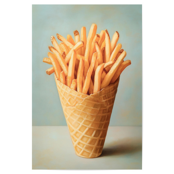 Poster "Pommes Frites in Eiswaffel" artboxONE - Natur,Essen & Trinken,Abstrakt