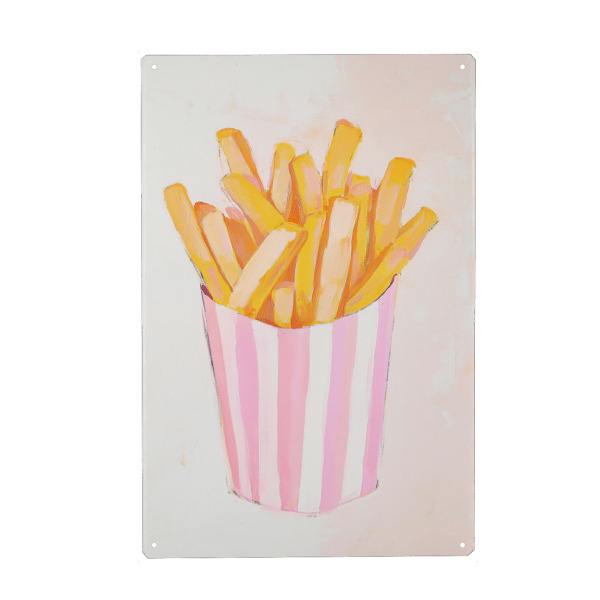Metall Poster "Pommes mit rosa Charme" artboxONE - Natur,Essen & Trinken,Geometrie