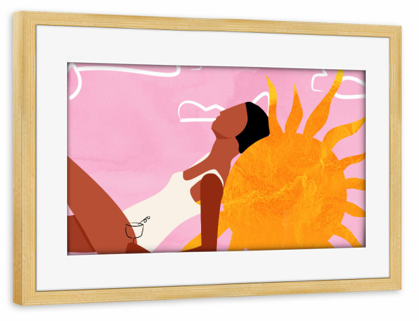 Poster mit Rahmen kiefer "Im Sonnenlicht träumen" artboxONE - Abstrakt,Menschen