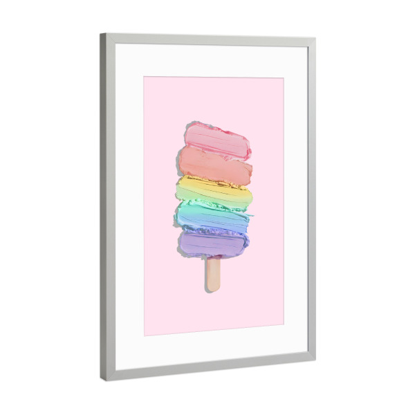 Poster mit Rahmen Silber "Pastellregenbogeneis" artboxONE - Essen & Trinken,Abstrakt