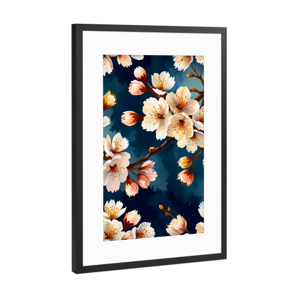 Poster mit Rahmen Schwarz (Metallic) "Aquarell -Sakura -Träume" artboxONE - Floral