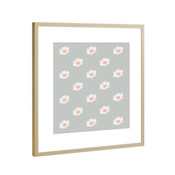 Poster mit Rahmen Gold "Margeriten pastell grün" artboxONE - Natur,Floral,Abstrakt