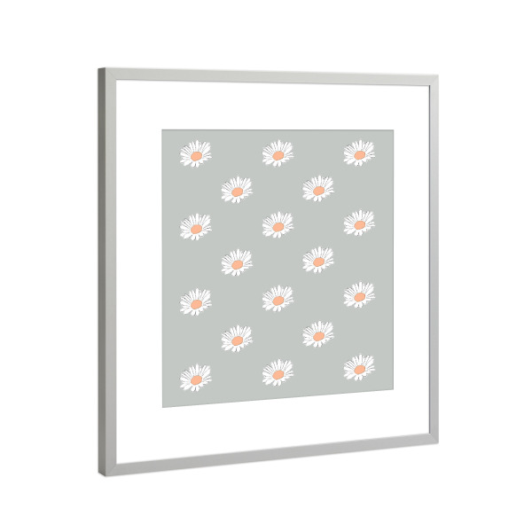 Poster mit Rahmen Silber "Margeriten pastell grün" artboxONE - Natur,Floral,Abstrakt