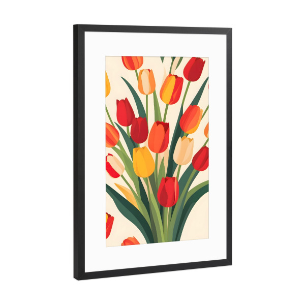 Poster mit Rahmen Schwarz (Metallic) "Tulpe glüht" artboxONE - Floral