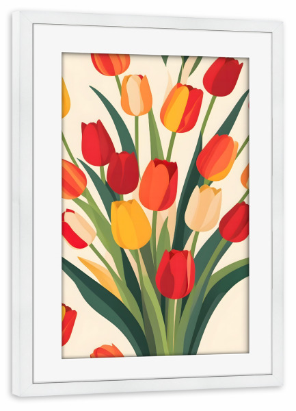 Poster mit Rahmen weiß "Tulpe glüht" artboxONE - Floral