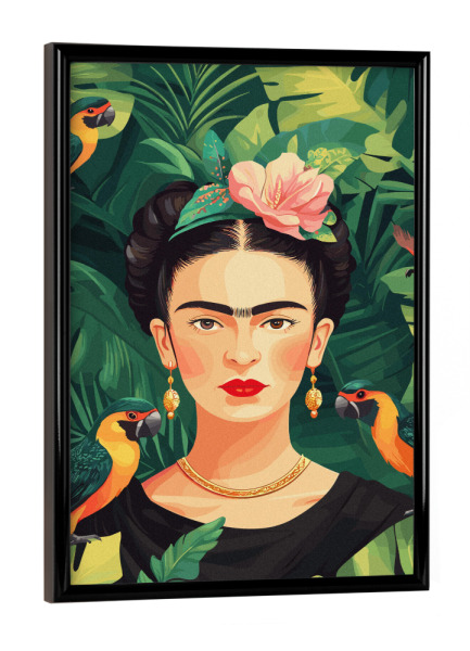 Poster mit schwarzem Rahmen "Woman with a floral" artboxONE - Tiere,Menschen,Fashion