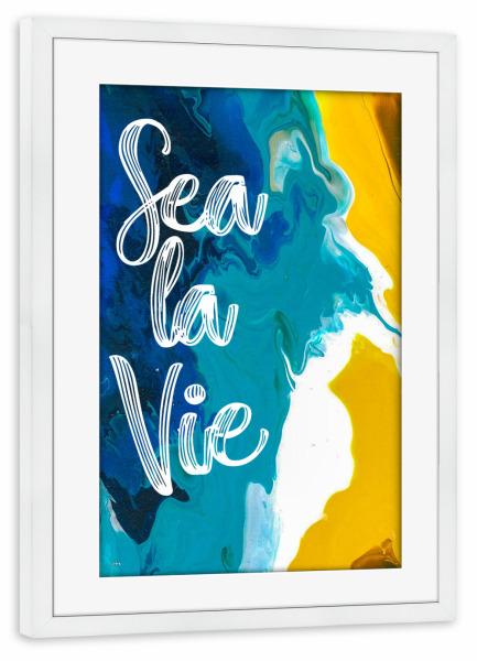 Poster mit Rahmen weiß "Sea la vie" artboxONE - Typografie,Natur,Reise,Abstrakt,Reise / Strand und Meer
