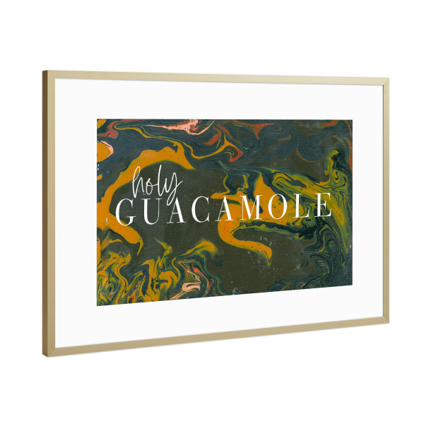 Poster mit Rahmen Gold "Holy Guacamole" artboxONE - Typografie,Essen & Trinken,Essen & Trinken / Obst & Gemüse,Lustig