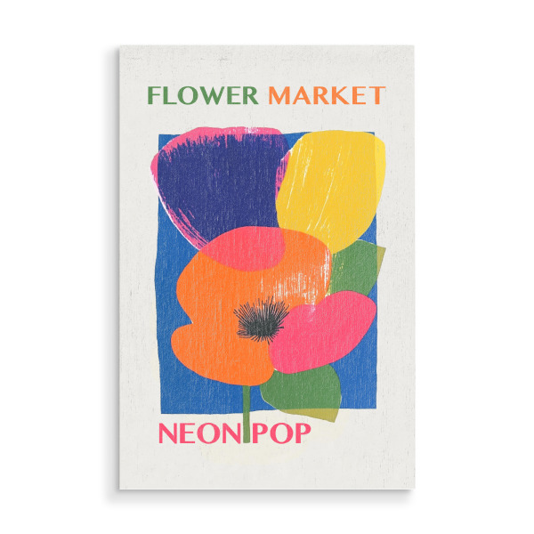 Holzbild "Flower Market Neon Pop" artboxONE - Typografie,Natur,Floral