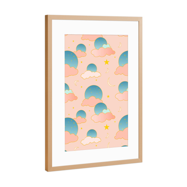 Poster mit Rahmen Kupfer "Wolke neun Stimmung" artboxONE - Comic