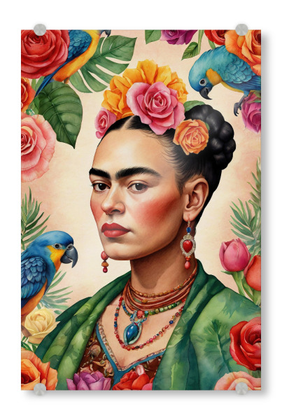 Acrylglasbild "Frida Kahlo Zg" artboxONE - Floral,Tiere,Menschen - Kunst,Maler,Maler,Berühmtheit,Illustration,Dekorative,Wohnkultur,Maler,Frida,Kahlo