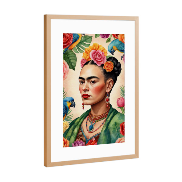 Poster mit Rahmen Kupfer "Frida Kahlo Zg" artboxONE - Floral,Tiere,Menschen