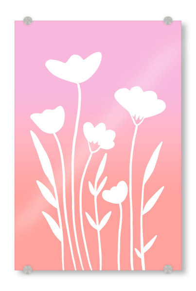 Acrylglasbild "Gradient Spring" artboxONE - Natur,Floral,Abstrakt - Blumen,Lineart,Linienzeichnung,Gradient,Verlauf,Rosa,Pink,Lila,Retro,Sommer