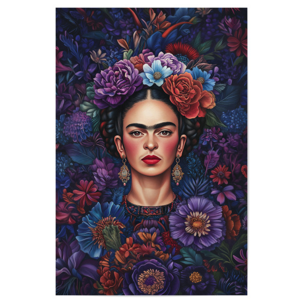 Poster 30x20 cm "Frida lila Blumenmuster" artboxONE - Floral,Fashion,Marmor