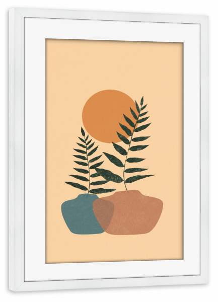 Poster mit Rahmen weiß "Boho Vasen" artboxONE - Natur,Geometrie