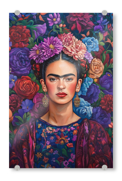 Acrylglasbild "Frida Kahlo, Blumen Chic" artboxONE - Floral,Menschen,Fashion