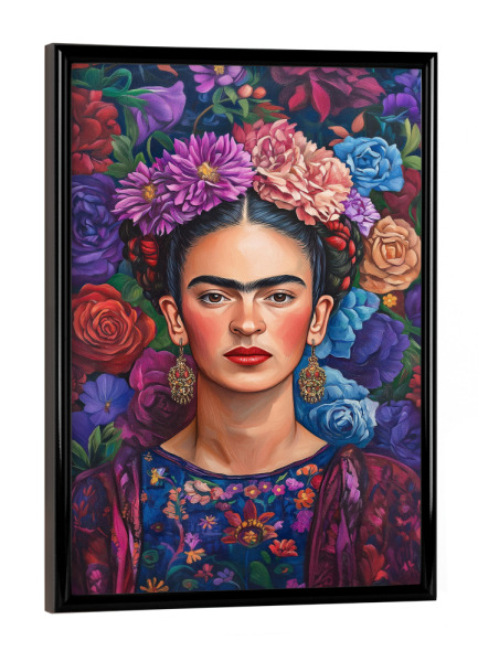 Poster mit schwarzem Rahmen "Frida Kahlo, Blumen Chic" artboxONE - Floral,Menschen,Fashion