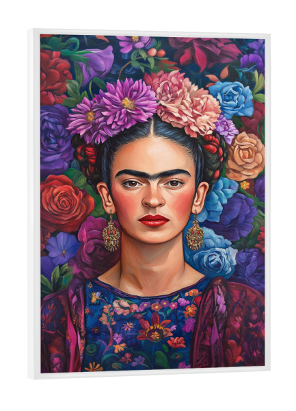 Poster mit weißem Rahmen "Frida Kahlo, Blumen Chic" artboxONE - Floral,Menschen,Fashion