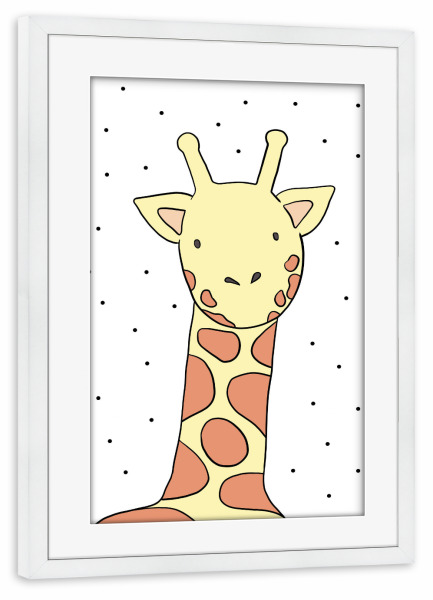 Poster mit Rahmen weiß "Giraffe mit Punkten" artboxONE - Natur,Für Kinder,Tiere